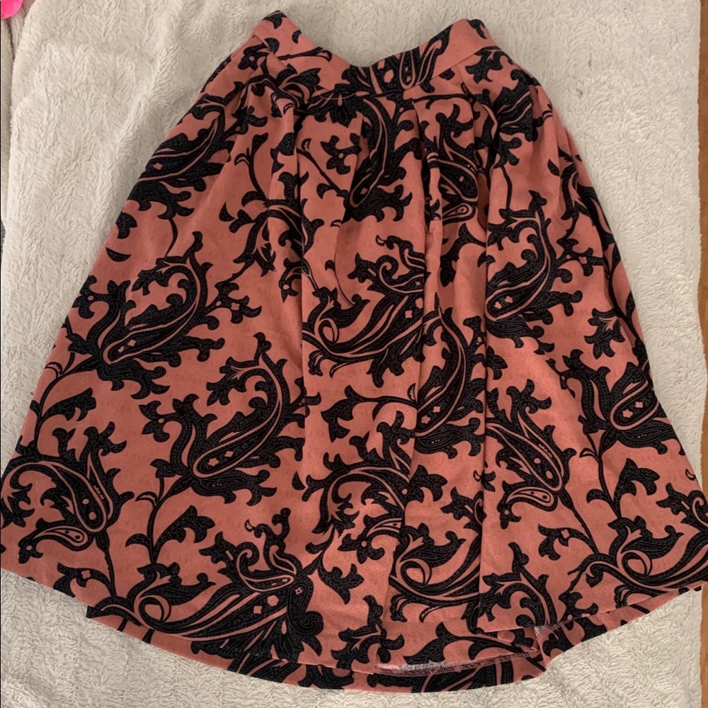 H&M pink floral midi skirt